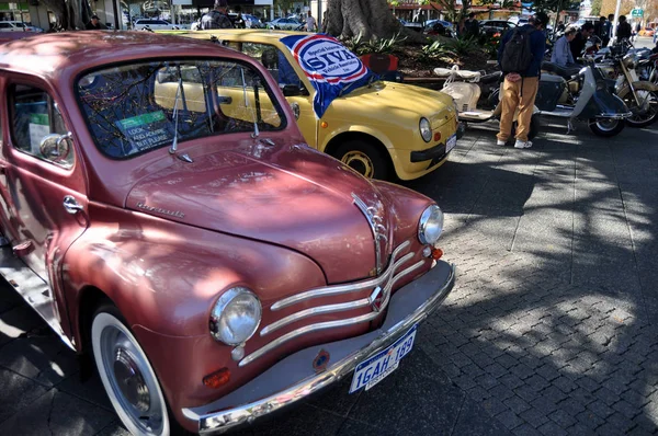 Pessoas Australianas Juntando Com Motocicleta Retro Clássico Festival Carro Para — Fotografia de Stock