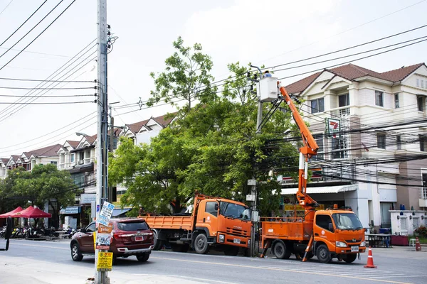 Trabajador Electricista Autoridad Metropolitana Electricidad Que Trabaja Reparación Del Sistema — Foto de Stock