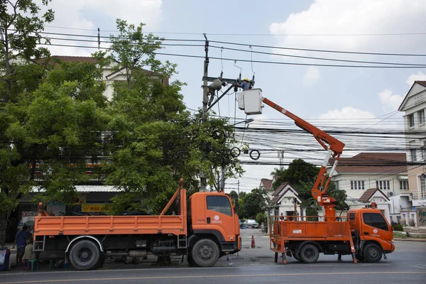 Trabajador Electricista Autoridad Metropolitana Electricidad Que Trabaja Reparación Del Sistema — Foto de Stock