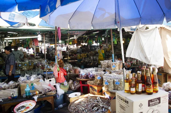 Thai People Travelers Buy Seafood Preserves Food Vendors Seafood Shop — Foto Stock