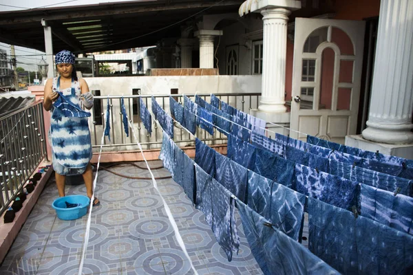 Thai Donne Che Lavorano Conoscenza Indigena Della Thailandia Cravatta Batik — Foto Stock