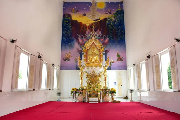 Estatua Interior Ubosot Buddha Hermoso Templo Tailandés Para Las Personas — Foto de Stock