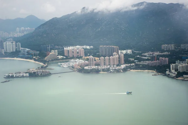 Luftaufnahme Landschaft Und Stadtbild Der Insel Hongkong Von Einem Airbus — Stockfoto