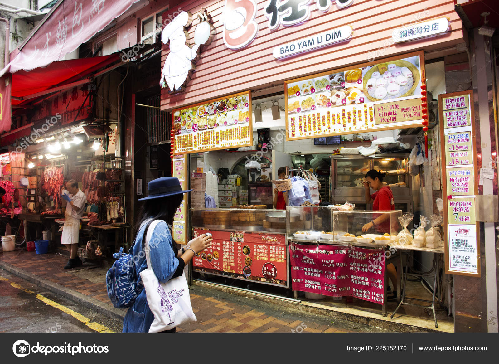 Travelers Thai Woman Selecting Buy Food Local Restaurant Street