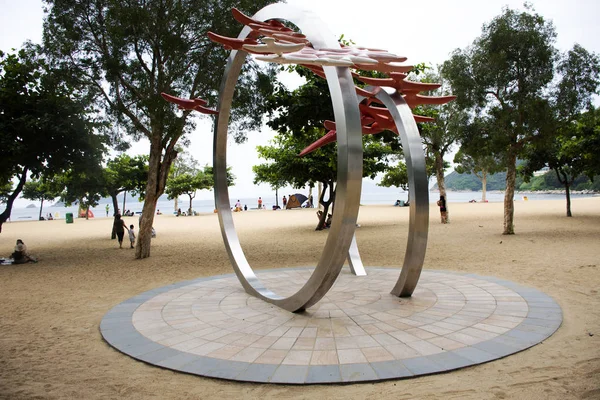 Monumento Arte Praia Para Chineses Viajantes Estrangeiros Viajam Visitam Baía — Fotografia de Stock