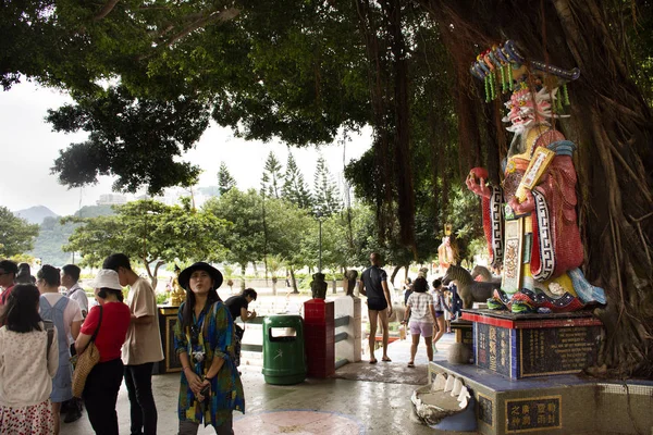 Chinês Viajantes Pessoas Visitam Respeitam Rezar Chinês Deus Anjo Tin — Fotografia de Stock