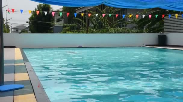 Pria Gemuk Thailand Berenang Dan Bermain Kolam Renang Klub Olahraga — Stok Video