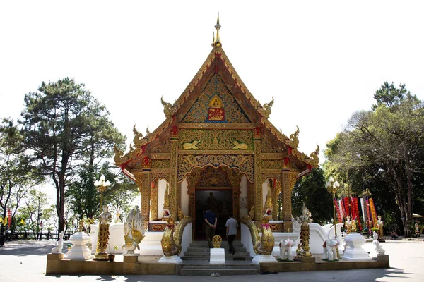 Tailandês Viajante Estrangeiro Viagem Visita Respeito Orando Chedi Relíquias Buda — Fotografia de Stock