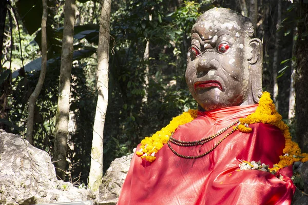 Demon Giant Angel Statue Forest Top Mountain Thai People Visit — Stock Photo, Image