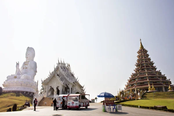 Peuple Thaïlandais Les Voyageurs Étrangers Visitent Respectent Les Statues Bouddha — Photo