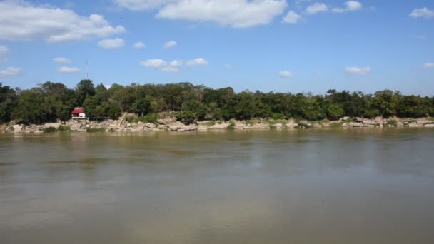 Ver Paisaje Cañón Piedra Grande Río Mekong Templo Wat Hin — Vídeo de stock