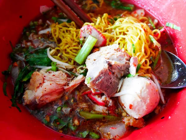 Spezielle Nudel Würzige Suppe Oder Nudeln Tom Yum Suppe Thai — Stockfoto