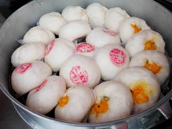 Art Chinesischer Snacks Gedämpfte Sachen Brötchen Topf Dampfenden Druck Für — Stockfoto