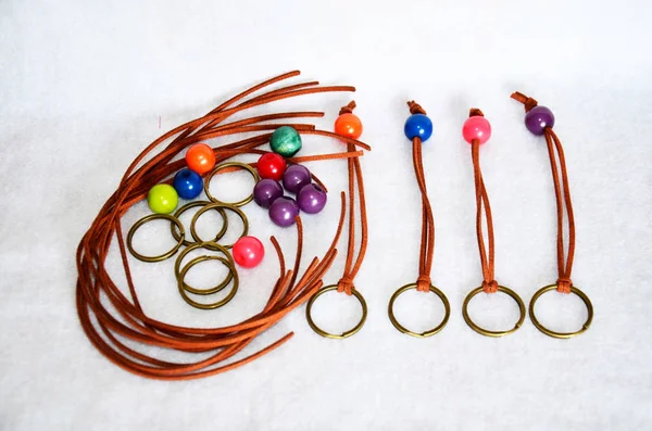 Colorido Accesorio Joyería Bolas Plástico Cuero Para Bricolaje Hecho Mano —  Fotos de Stock