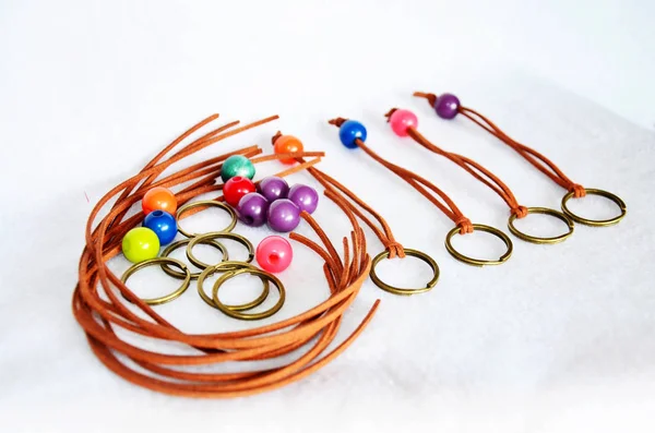 Colorful Accessory Jewelry Bead Plastic Leather Made Diy Handmade Handicrafts — Stock Photo, Image