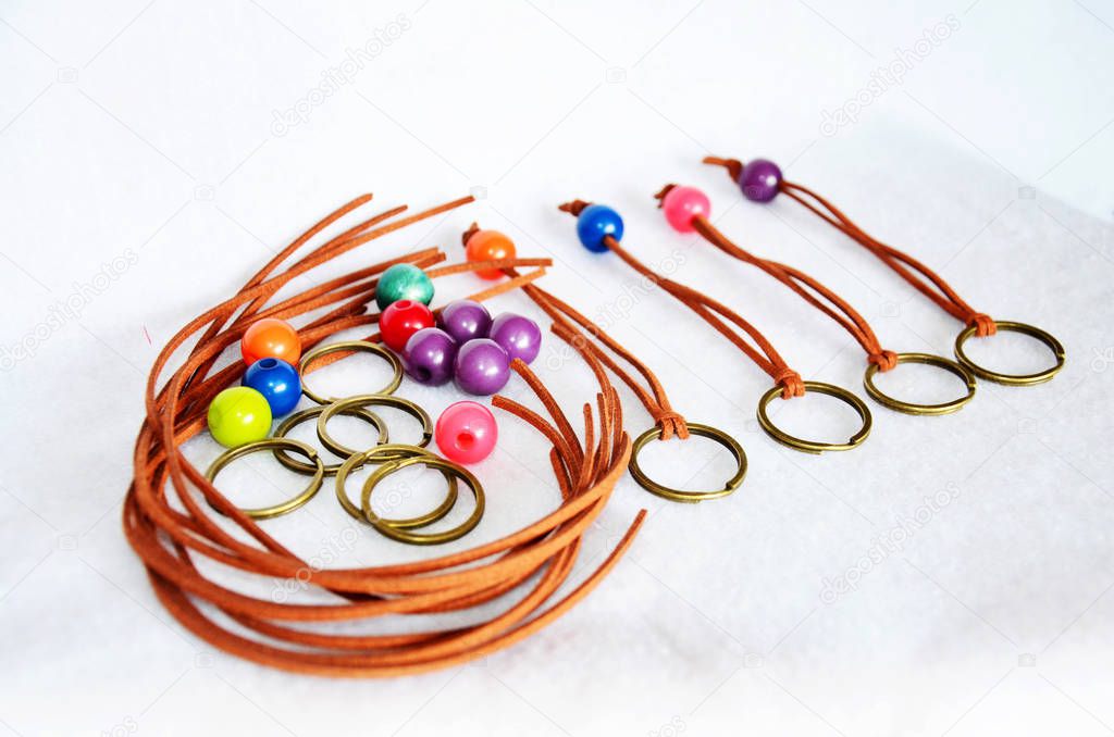 Colorful accessory jewelry bead plastic and leather for made DIY handmade and handicrafts in workshop thai style at Nonthaburi, Thailand