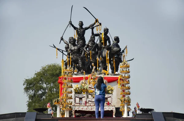 Monument Eleven Warriors Leaders Khai Bangrachan Bang Rachan Village Thai — Stock Photo, Image