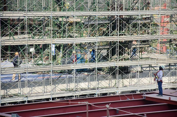 Povo Asiático Trabalhadores Tailandeses Com Maquinaria Pesada Trabalhando Construtor Novo — Fotografia de Stock