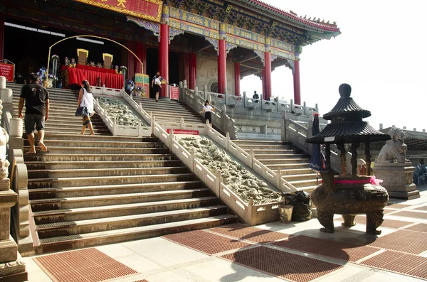 Asian Thai People Visit Praying Chinese God Wat Borom Raja — Stock Photo, Image