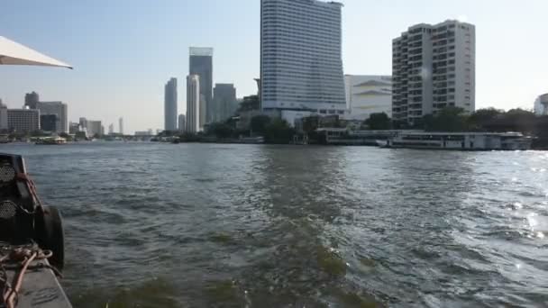 Bangkok Thailand Februari Thaise Mensen Passagier Door Veerboot Chao Phraya — Stockvideo