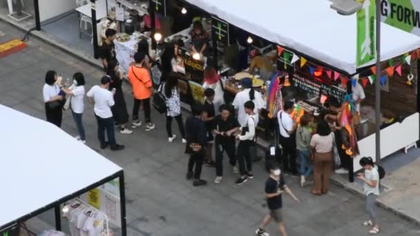 Bangkok Thailand Februari Thaise Mensen Buitenlandse Reizigers Reizen Winkelen Creatieve — Stockvideo