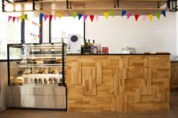 Muebles Decoración Diseño Interiores Cafetería Restaurante Para Viajeros Que Gente — Foto de Stock