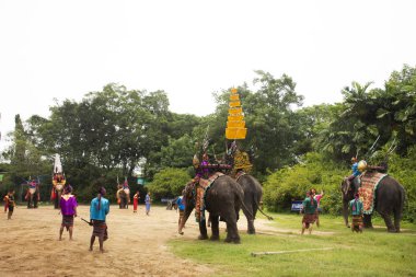Fil tema göstermek için Tay insanlar ve seyahat etmek foriegner bakarak Samphran fil zemin ve Timsah Çiftliği üzerinde 17 Temmuz 2018 yılında Nakhon Phatom, Tayland