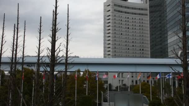 Tokyo Japan March View Landscape Cityscape Ariake Town Skytrain Mrt — Stock Video