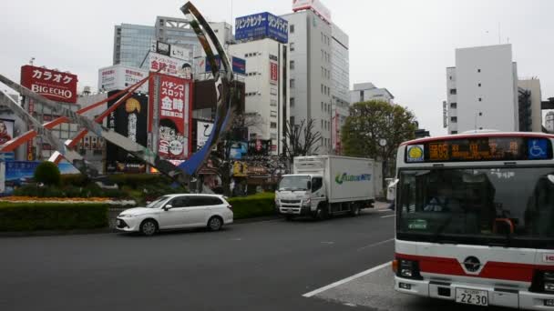 Tokio Japan Maart Verkeerswegen Busstation Voor Kamata Station Met Japannese — Stockvideo
