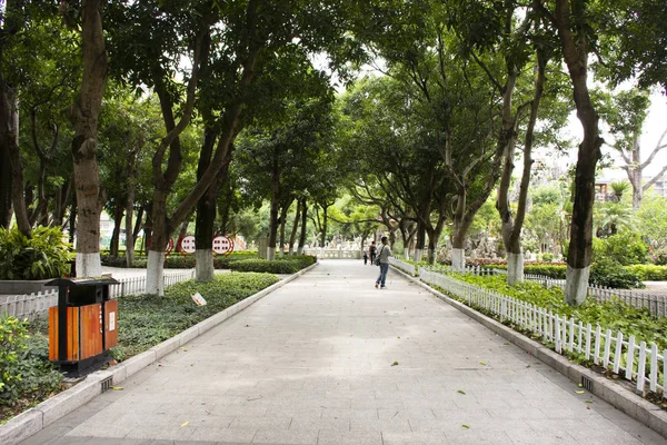 Zobacz krajobraz i staw wodny ogrodu w Zhongshan Public Park — Zdjęcie stockowe