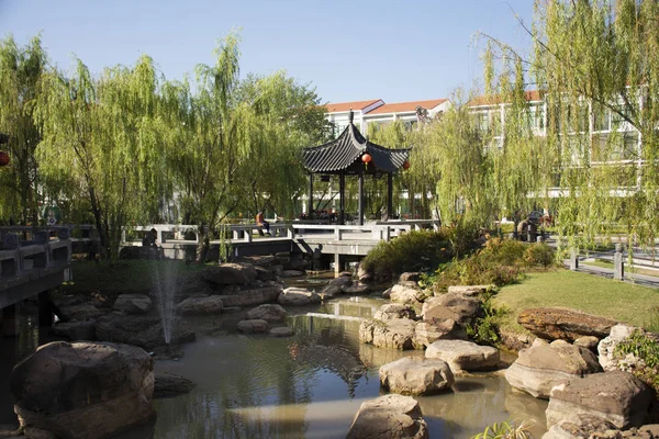 Thaise mensen en buitenlandse reizigers reis bezoek en landschapsarchitectuur o — Stockfoto