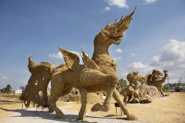 Straw puppets or straws man figure Festival for thai people and — Stock Photo, Image