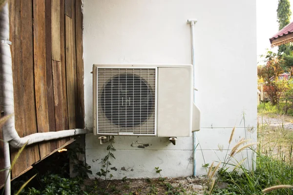 Coil & Condenser Coils of air conditioner at outside — стоковое фото