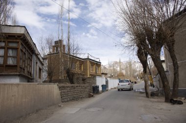 Leh La içindeki binalarla manzara ve manzara manzarası