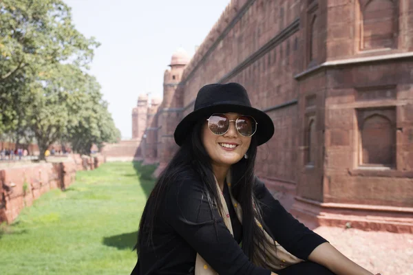 Thai women journey visit and travel for take photo with Red Fort