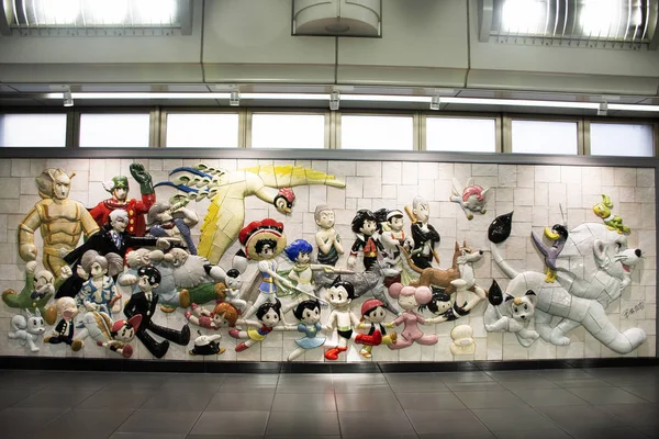 Wall art anime ed eroe stile giapponese per i passeggeri e viaggi — Foto Stock