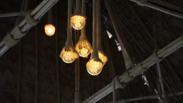 Рух Вінтажних Ретро Ламп Класичному Кафе Місцевого Стилю Аюттхаї Таїланд — стокове відео