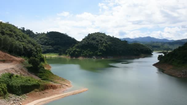 Ver Paisaje Del Embalse Bang Lang Presa Pattani Con Montaña — Vídeos de Stock