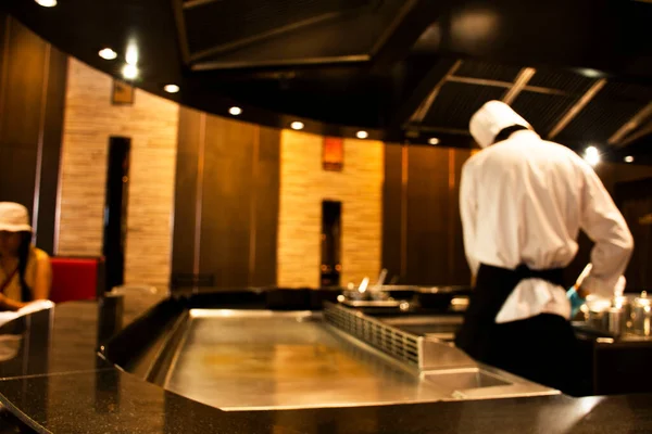 Chef Tailandés Cocinando Carne Frita Verduras Donburi Comida Japonesa Mostrar — Foto de Stock