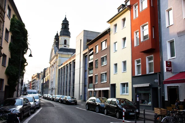 Classic Vintage Retro Antique Building German People Stop Car Parking — Stock Photo, Image