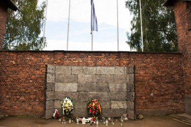Polonyalı ya da Polonyalı insanlar ve yabancı seyahat grupları 20 Eylül 2019 'da Polonya' nın Varşova kentinde bulunan Auschwitz Nazi toplama ve imha kampında tarihi bir ziyaret gerçekleştirdiler.