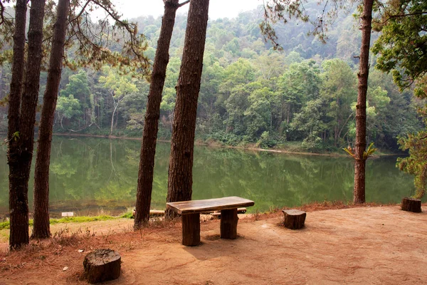 View Landscape Pang Ung Lake Pang Oung Pine Forest Park — стоковое фото