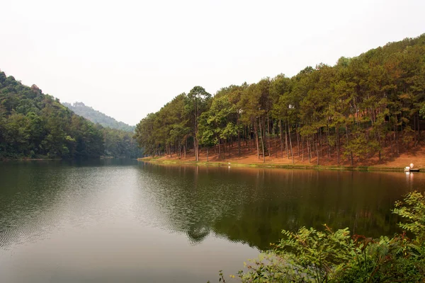 Ver Paisaje Del Lago Pang Ung Parque Forestal Pang Oung — Foto de Stock