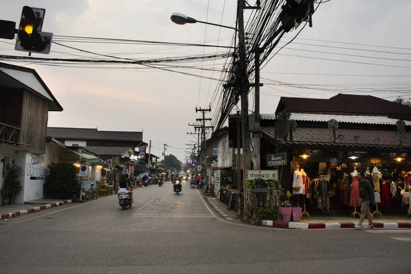 Paysage Urbain Avec Route Circulation Les Thaïlandais Les Voyageurs Étrangers — Photo