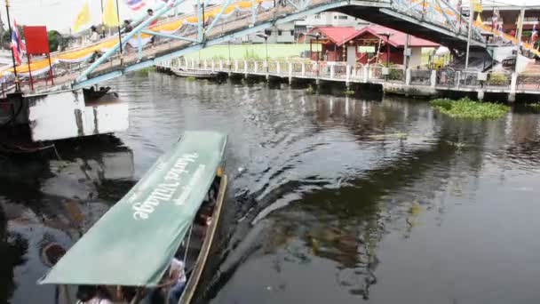 Khlong Samrong Kanal För Thai Människor Resa Och Turnera Passage — Stockvideo