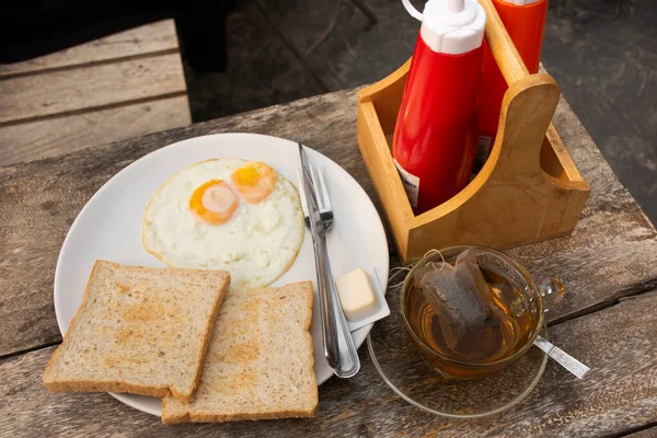 Amerikanisches Frühstück Oder Kontinentales Frühstück Thailändischen Stil Speisesaal Der Morgenzeit — Stockfoto