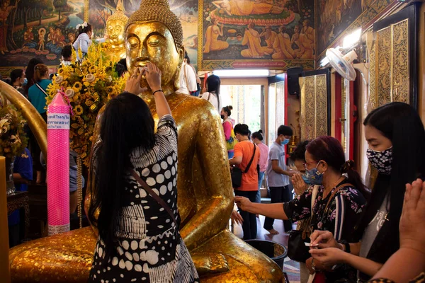 Peuple Thaïlandais Voyageur Étranger Respectent Prière Rite Statue Dieu Ange — Photo