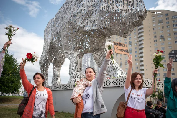 Minsk Belarus August 2020 Ein Friedlicher Protest Von Frauen Minsk — Stockfoto