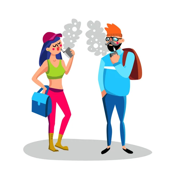 Homme Et Femme Vape Electronic Cigarette Vector — Image vectorielle