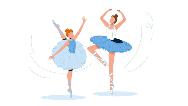 Ballerinas Wearing Tutu Dancing Ballet Vector Illustration — Stock Vector